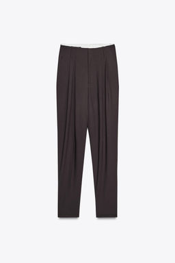 PLEATED TROUSERS WITH BUTTON HEM - Zara фото 16