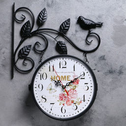 Часы настенные двусторонние, на подвесе «Птичка на ветке», циферблат d=21 см, 50×32 см