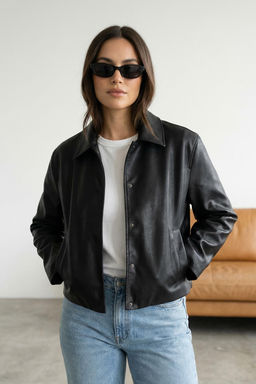 Siyah Regular Suni Deri Ceket Ince Mont TWOAW26MO00007 - Trendyolmilla фото 8