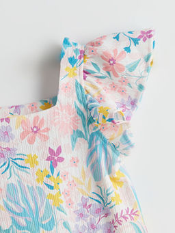 ?i?ekli Diz ?st? F?rf?rl? K?z ?ocuk Elbise