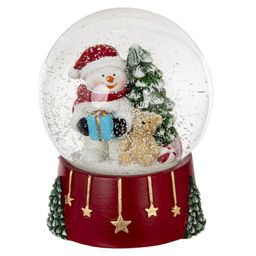 Фигурка декоративная "Дед Мороз/Снеговик/Медвежонок" в стекл шаре, L9 W8 H10 см, 3в.