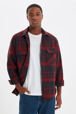 TRENDYOL MAN Bordo Cift Cep Kapakl? Regular Fit K?sl?k Oduncu Kareli Gomlek TMNAW21GO0031 - Trendyolmilla фото 12