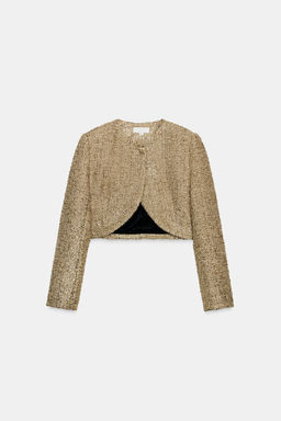 CROPPED TEXTURED JACKET WITH METALLIC THREAD - Zara фото 8