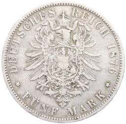5 марок 1876 года В Германия (Пруссия)