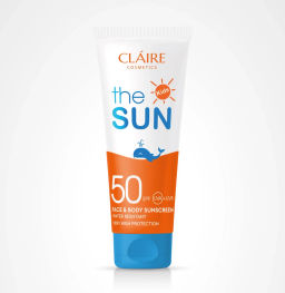 Claire cosmetics THE SUN Крем для лица и тела ДЕТСКИЙ водостойкий SUNSCREN SPF50, 200мл