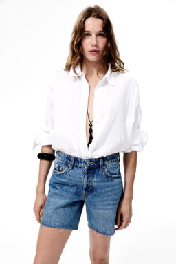 Vaquero corto con bajo deshilachado - H&m фото 4