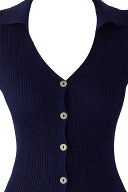 Wardrobe Essentials Lacivert Fitted/Vucuda Oturan Merserize Gorunumlu Triko H?rka TWOAW26HI00113
