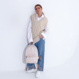 Рюкзак женский из искусственной кожи на молнии TEXTURA, цвет бежевый  фото 8