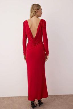 Siyah Duz Orme Sandy Maxi Astars?z Mezuniyet/Balo Elbise TPRAW26EL00029 - Trendyolmilla фото 8