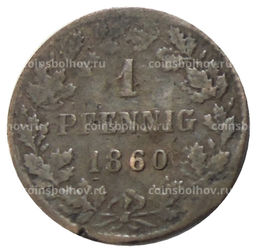 Монета 1 пфенниг 1860 года Германские государства  Нассау