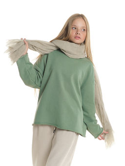 Толстовка с необработанными краями 22-2016 фисташковый - Mini maxi фото 5