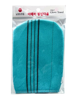 Bath Towel Мочалка-варежка для душа с пилинг-эффектом, уплотненная, голубой