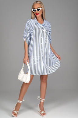 Платье  рубашка Молли (мелкая полоска)