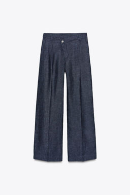 100% LINEN CROSS-WAIST TROUSERS - Zara фото 6