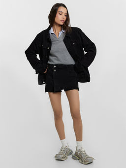 Шорты-юбка женские джинсовые черные черный 2024-DSK402-1 - Mark formelle фото 2