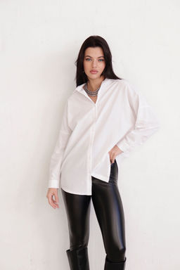 Рубашка белая базовая хлопок 70% для школы, офиса