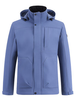Ветровка мужская софтшелл виндстоппер с капюшоном спортивная синего цвета 9617_1S