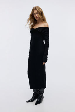 Vestido off-the-shoulder en punto fino - H&m фото 7