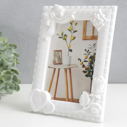 Цена за 2 шт.Фоторамка для фото 10?15 см Романтика, пластик, белая, 17?22 см