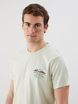 Bisiklet Yaka K?sa Kollu Bask?l? Penye Erkek Ti??rt