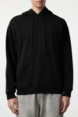 TRENDYOL MAN Siyah Oversize/Genis Kesim Kapusonlu Ici Polar/S?cak Tutan S?rt Nak?sl? Sweatshirt TMNAW25SW00070 - Trendyolmilla фото 3