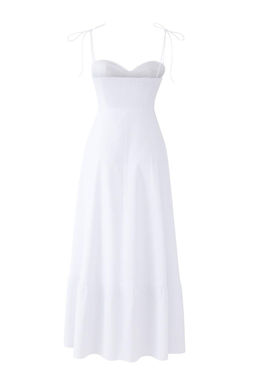 TRENDYOLMILLA Beyaz Drape Detayl? Dokuma Maxi Elbise TWOSS24EL01128 фото 7