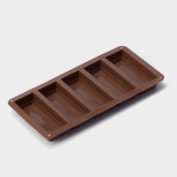 Форма для выпечки Доляна «Бисквиты», силикон, 5 ячеек, 22.3×10.5×2 см, коричневая