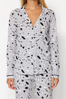 Gri Desenli Orme Pijama Tak?m? THMAW21PT0863 - Trendyolmilla фото 4