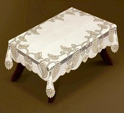 Скатерть арт. 211550/130/3, прямоугольная, размеры 130 см х 180 см, цвет кремово-золотистый