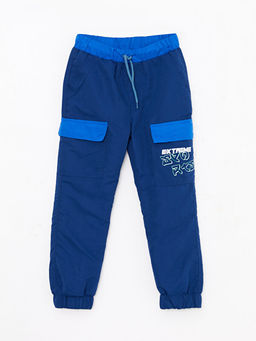 Beli Lastikli Bask?l? Polar Astarl? Erkek ?ocuk Pantolon
