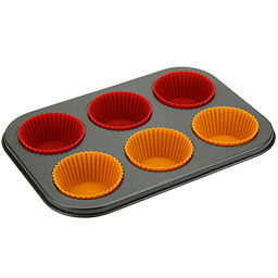 Форма для выпечки с тефлоновым покрытием 26х18см h2,8см, для 6 булочек, с индивидульными силиконовыми вставками 7х3см (Китай) - Домашняя мода фото 2