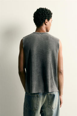 CAMISETA TANK PUNTO LAVADO ESTAMPADO / Negro - Zara фото 3