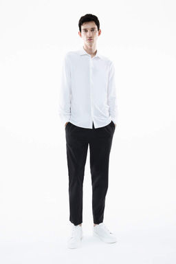 Рубашка узкого кроя с воротником-поло и длинными рукавами - Defacto фото 2