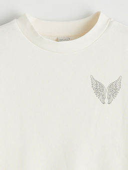 Bisiklet Yaka Bask?l? K?z ?ocuk Sweatshirt