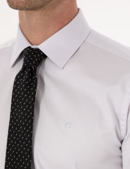 A__k Gri Slim Fit %100 Pamuk Klasik G_mlek