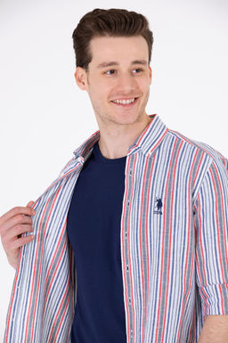 U. S. Polo Assn / Мужская рубашка в полоску темно-синего цвета - U.s. polo assn фото 10