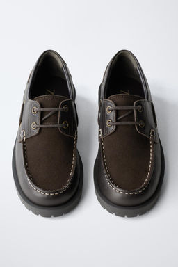 COMBINED LEATHER DECK SHOES - Zara фото 5