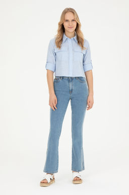 Женская голубая рубашка с длинным рукавом - U.s. polo assn фото 11