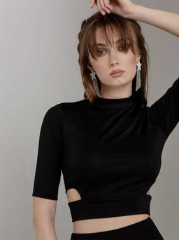 CONTE Укороченный спортивный топ с фигурными вырезами по бокам LD 1718 black black