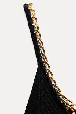 RIBBED KNIT TOP WITH CHAIN DETAIL - Zara фото 7