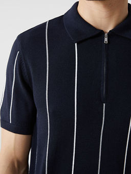 Polo Yaka K?sa Kollu ?izgili Erkek Triko Kazak