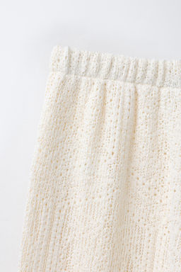 PANTAL?N WIDE LEG LACE PUNTO CALADO / Crudo - Zara фото 4