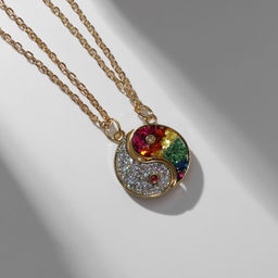 Кулоны парные на магните «Инь ян», 2 шт. 45 см, цветные в золоте