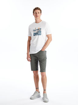 Slim Fit Gabardin Erkek Bermuda ?ort