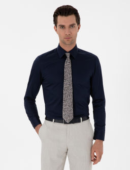 Lacivert Slim Fit Pamuklu Klasik G_mlek