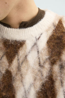 BRUSHED ARGYLE JACQUARD JUMPER - Zara фото 6