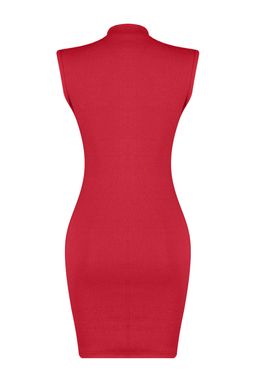 TRENDYOLMILLA Siyah Vucuda Oturan Bisiklet Yaka Mini Fitilli Esnek Orme Kalem Elbise TWOSS22EL2819 фото 25