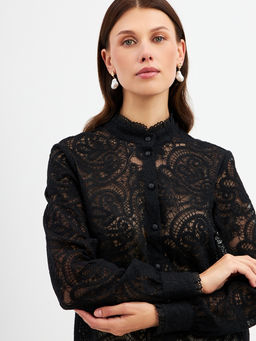 Блузка из кружевной ткани OD-977-2 черный