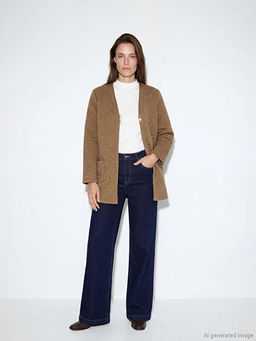 V Yaka Kendinden Desenli Kad?n H?rka