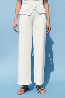 TEXTURED WIDE-LEG TROUSERS - Zara фото 8